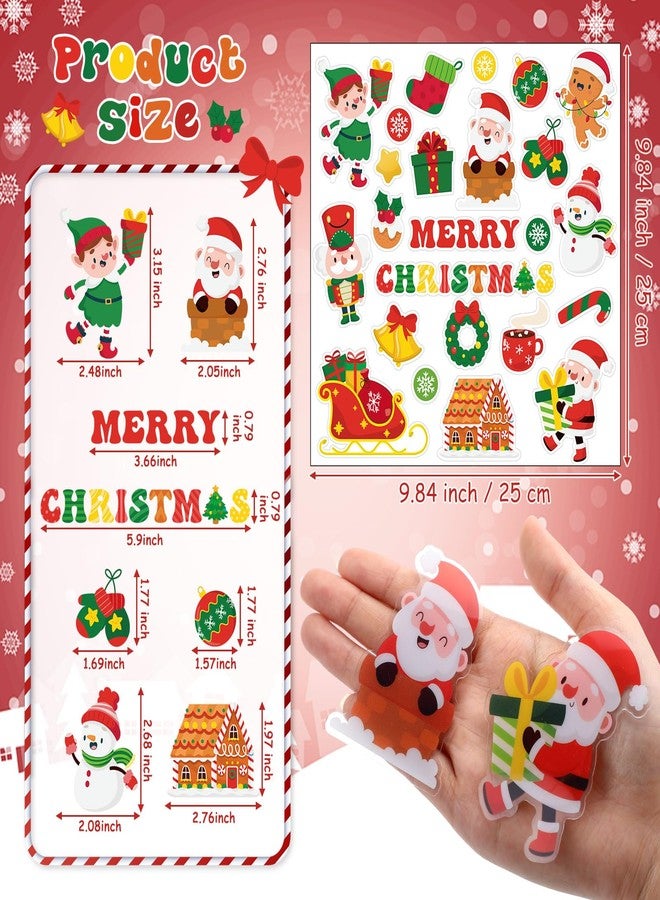 Gilprop 24 Pcs Christmas Thick Gel Clings Xmas Window Gels Decals Stickers Reusable Removable Gingerbread Man Santa Claus Window Cling for Christmas Party Decoration, 1 Sheet - Image 2